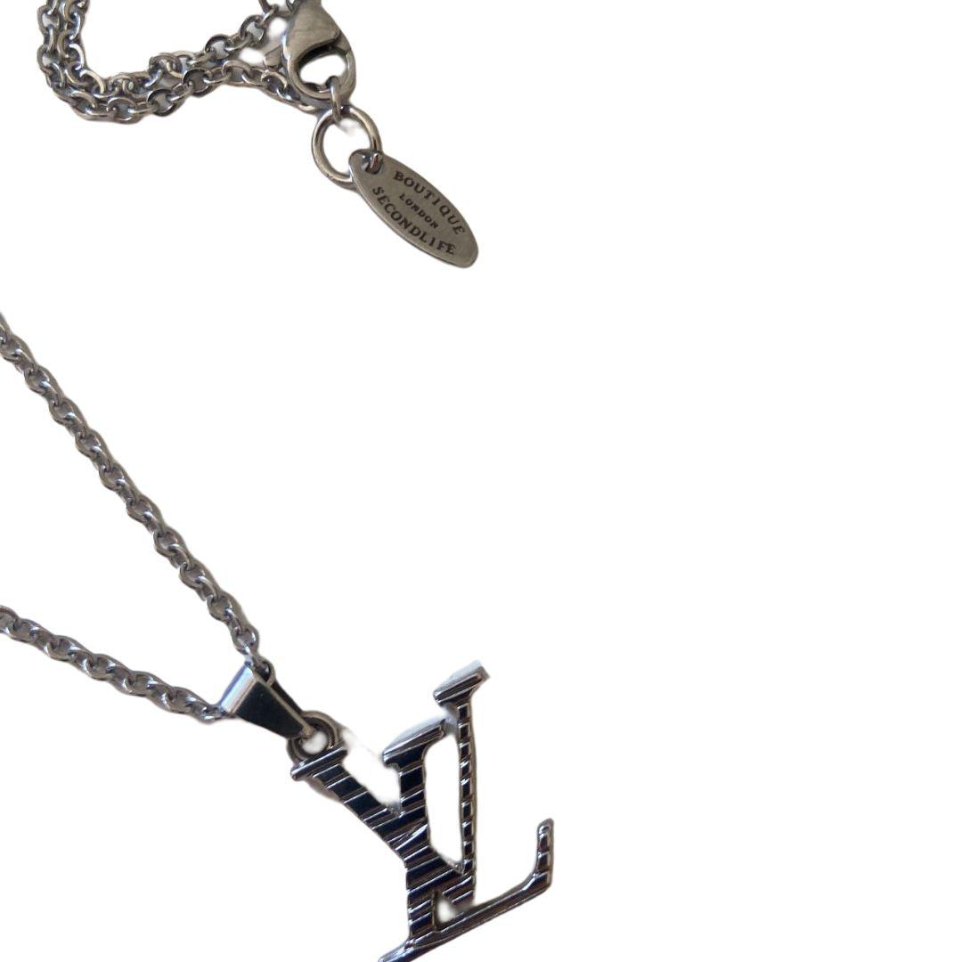 Authentic Louis Vuitton Logo Silver Charm- Reworked Necklace