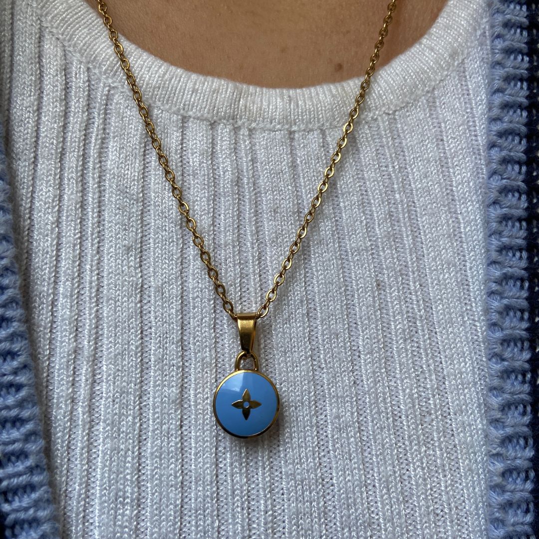 Authentic Louis Vuitton Blue Pendant- Upcycled Necklace