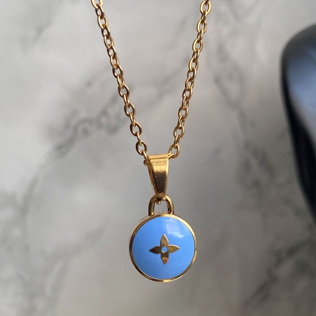 Authentic Louis Vuitton Blue Pendant- Upcycled Necklace