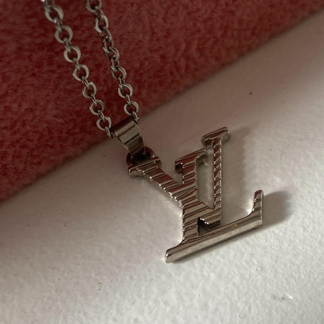 Authentic Louis Vuitton Logo Silver Charm- Reworked Necklace