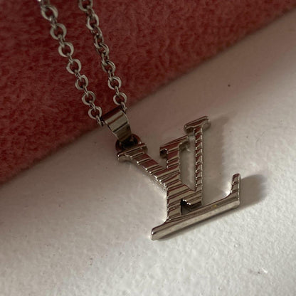 Authentic Louis Vuitton Logo Silver Charm- Reworked Necklace