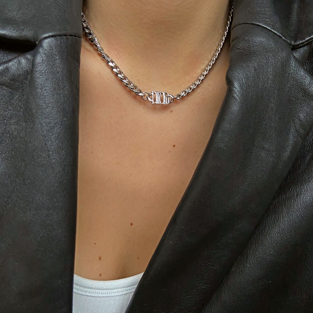 Authentic Dior pendant - Repurposed Silver Choker