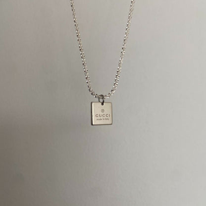 Authentic Gucci Pendant Square Repurposed Necklace