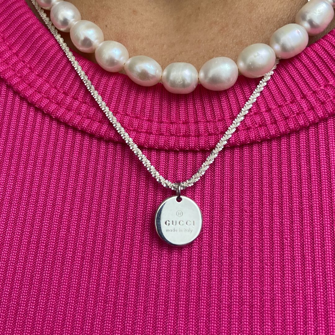 Authentic Gucci Pendant Round Repurposed Necklace