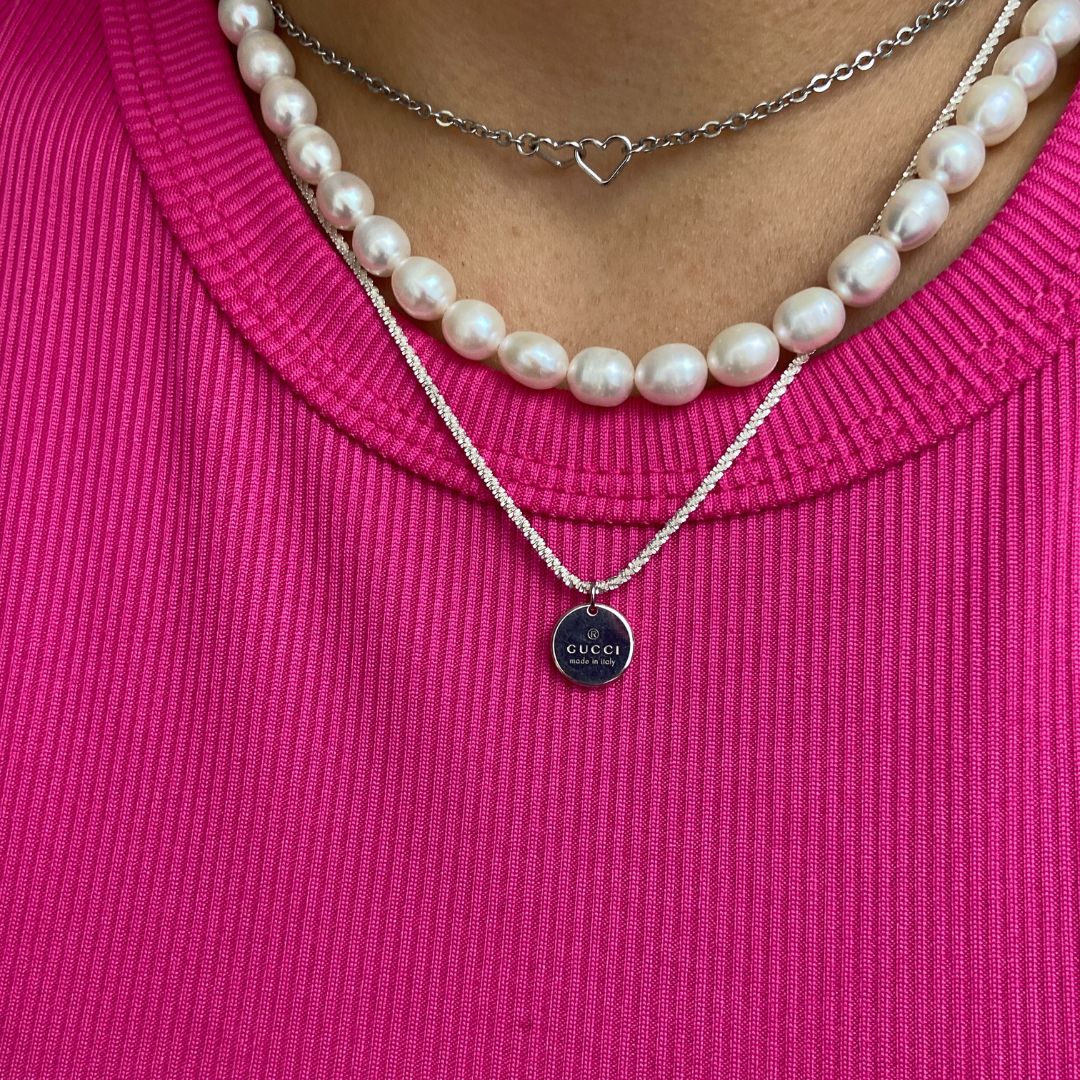 Authentic Gucci Pendant Round Repurposed Necklace