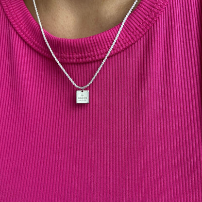 Authentic Gucci Pendant Square Repurposed Necklace