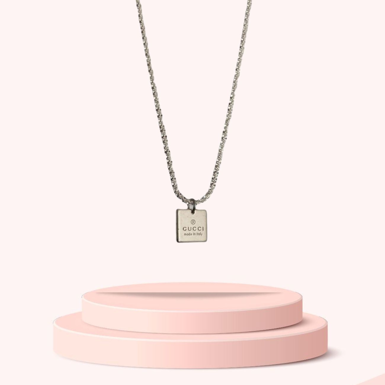 Authentic Gucci Pendant Square Repurposed Necklace