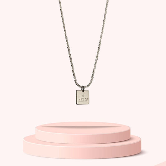 Authentic Gucci Pendant Square Repurposed Necklace