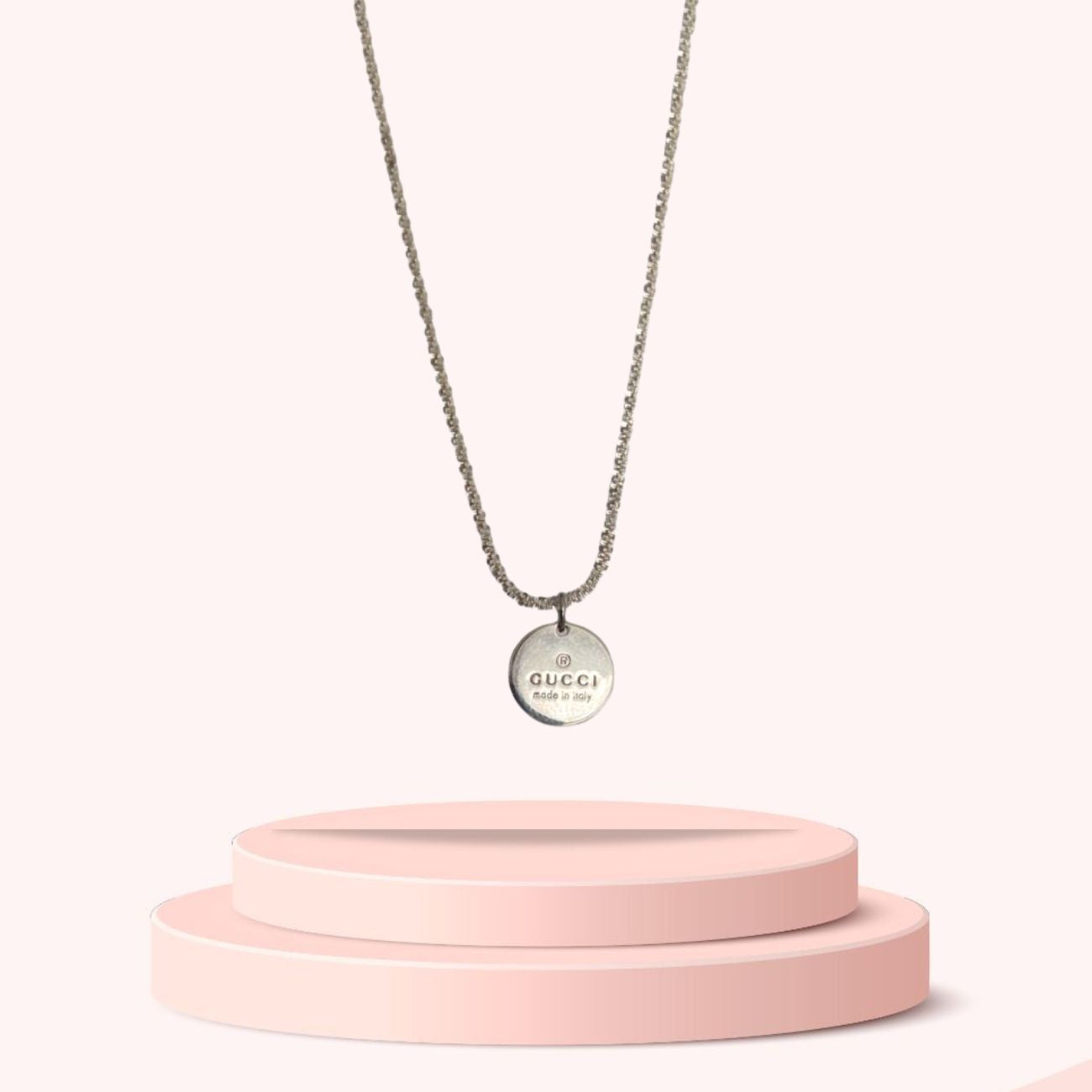 Authentic Gucci Pendant Round Repurposed Necklace