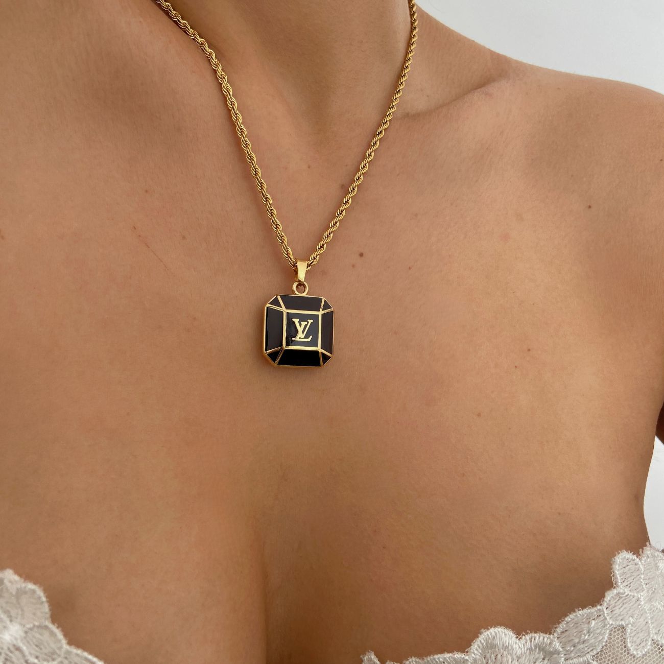 Authentic Louis Vuitton Big Brown Pendant-Repurposed Necklace