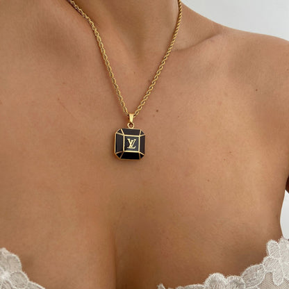 Authentic Louis Vuitton Big Brown Pendant-Repurposed Necklace