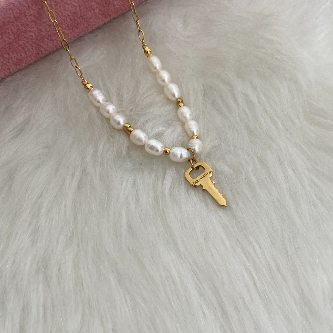 Authentic Louis Vuitton Key Nude Pendant Pears Necklace
