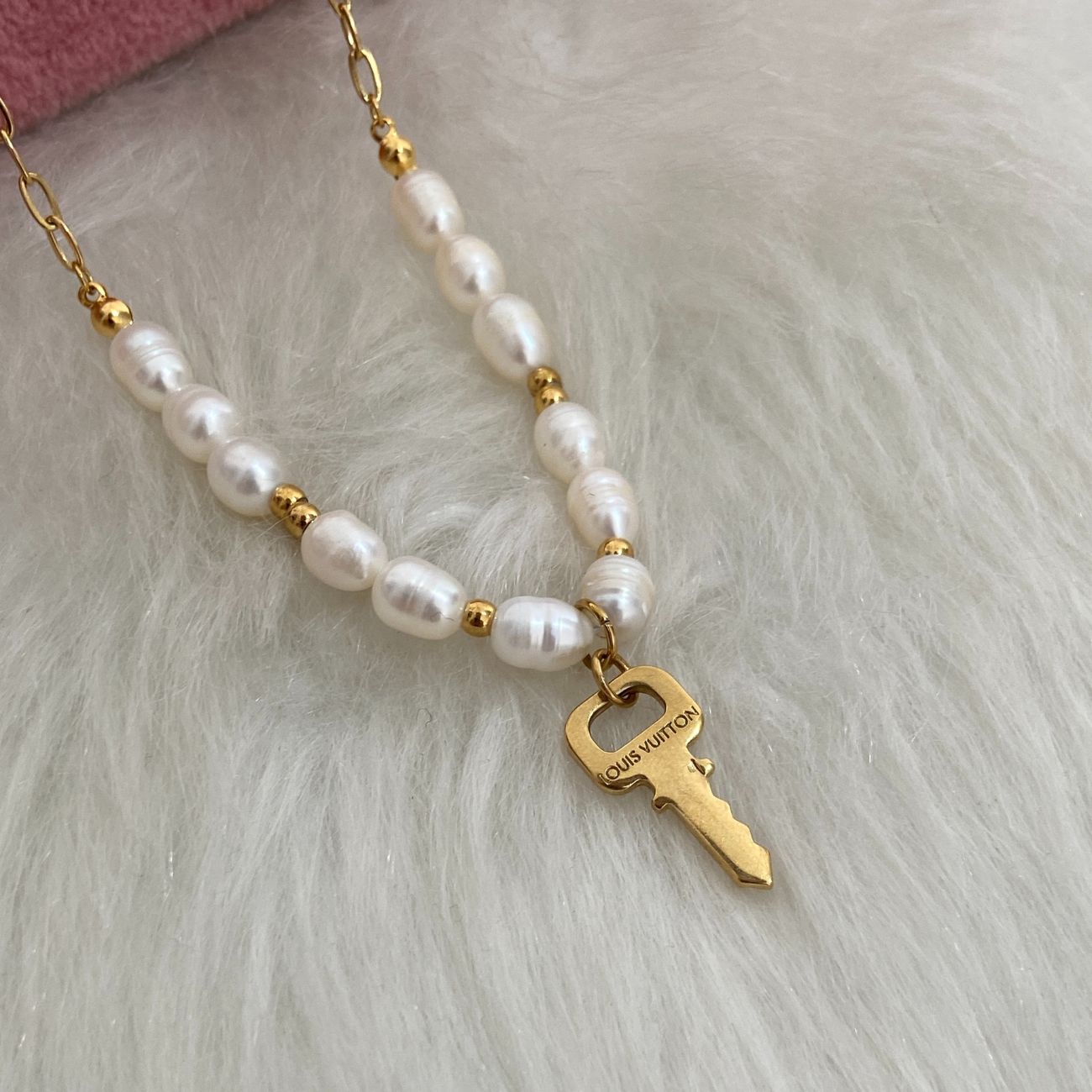 Authentic Louis Vuitton Key Nude Pendant Pears Necklace