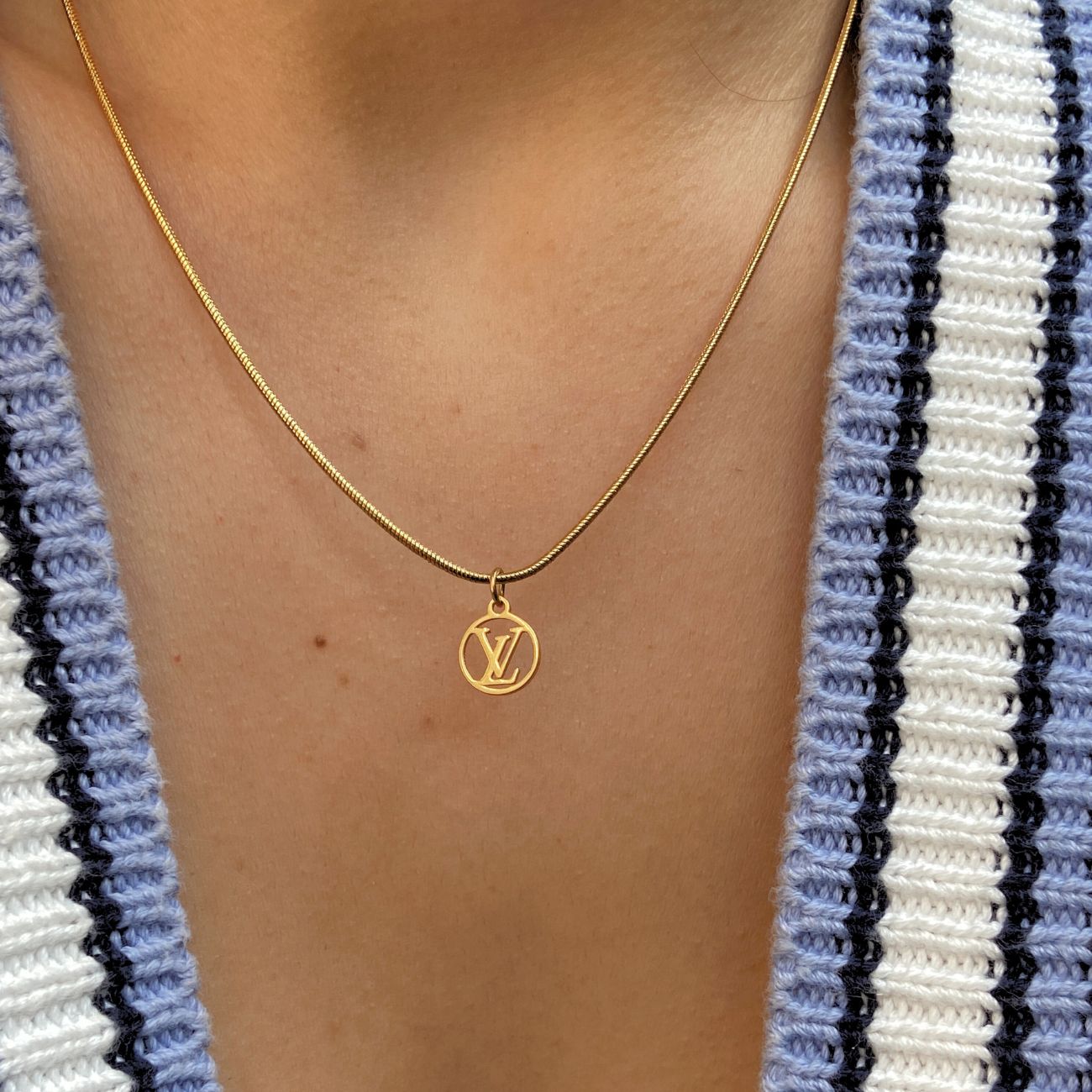 Authentic Louis Vuitton Logo Blooming Pendant- Reworked Necklace