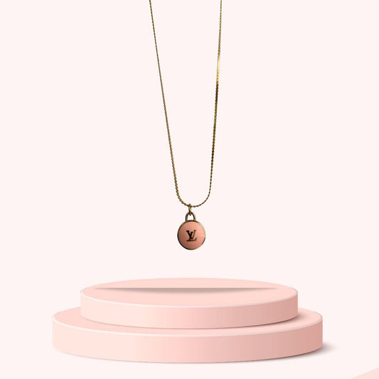 Authentic Louis Vuitton Logo Peach Pendant- Necklace