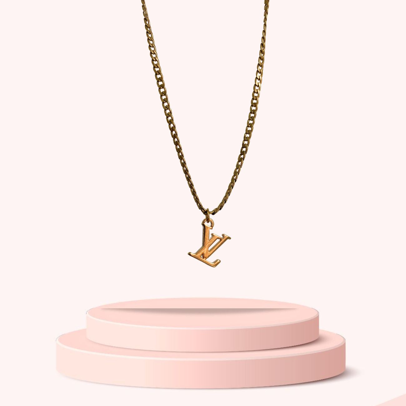 Authentic Louis Vuitton Logo Pendant- Necklace