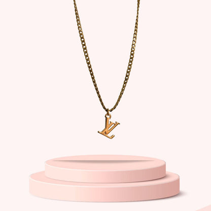 Authentic Louis Vuitton Logo Pendant- Necklace