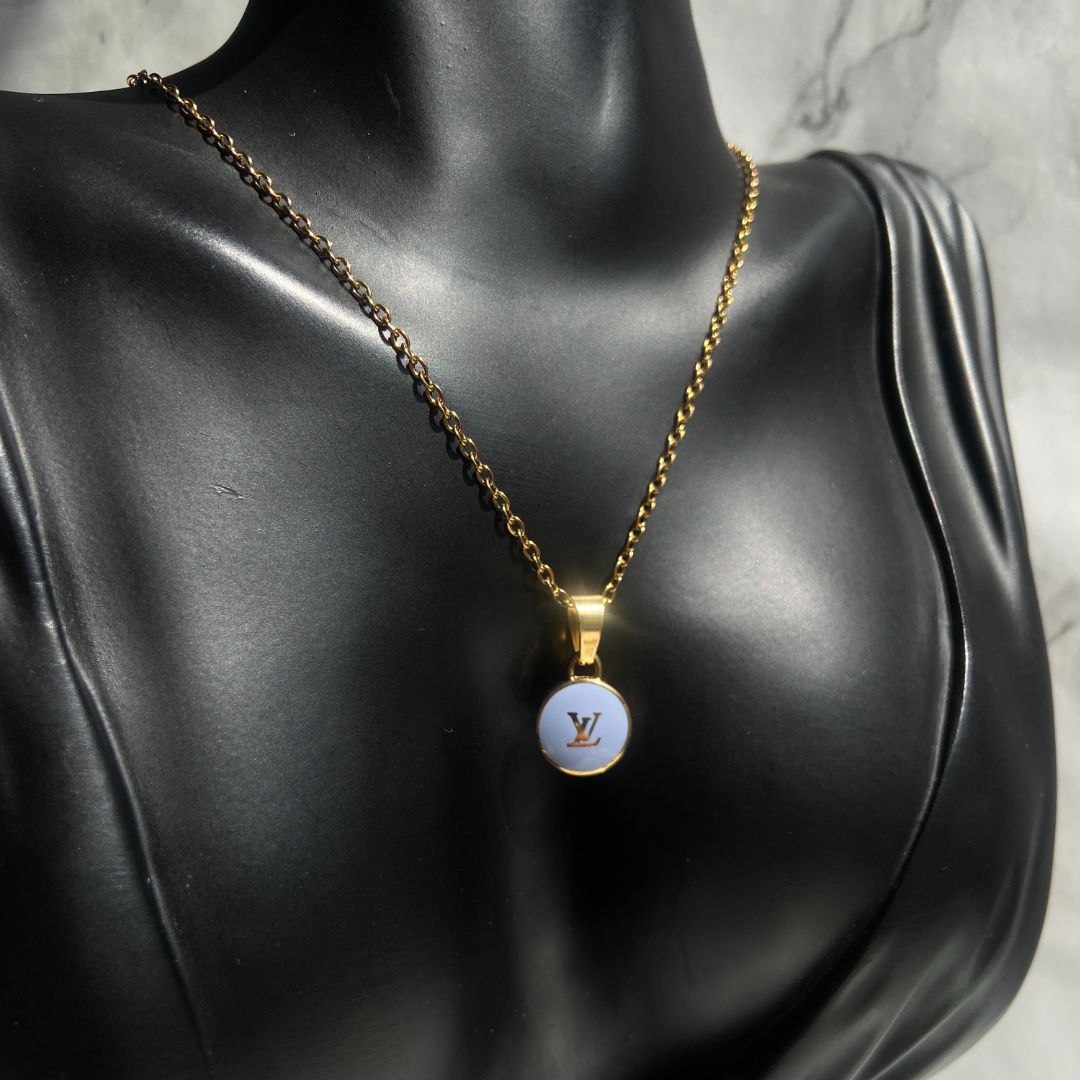 Authentic Louis Vuitton Baby Blue Logo Pendant- Upcycled Necklace