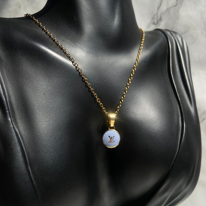 Authentic Louis Vuitton Baby Blue Logo Pendant- Upcycled Necklace