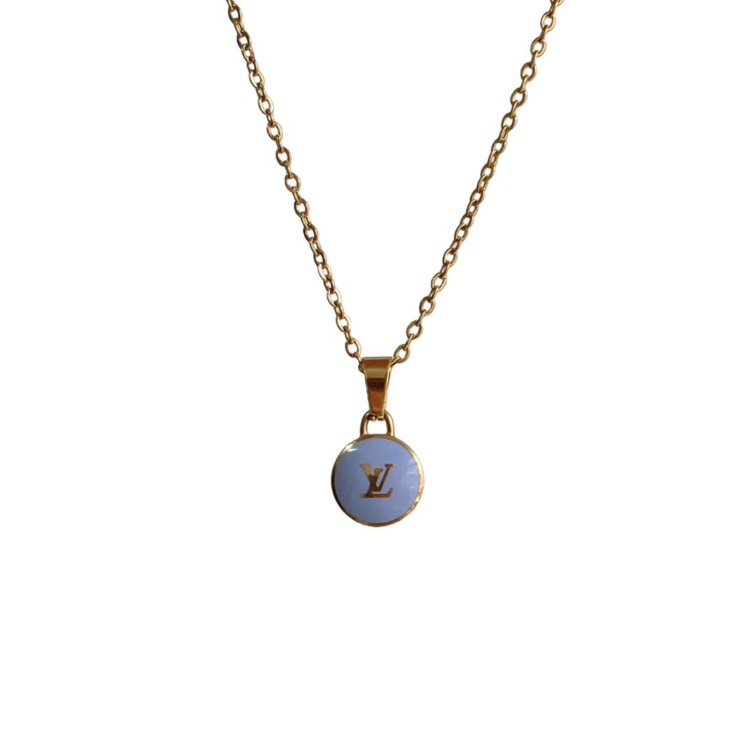Authentic Louis Vuitton Baby Blue Logo Pendant- Upcycled Necklace