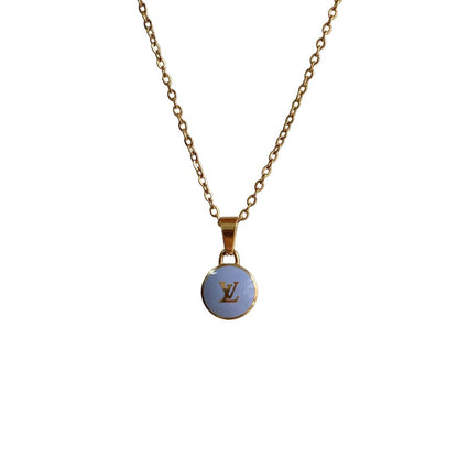 Authentic Louis Vuitton Baby Blue Logo Pendant- Upcycled Necklace