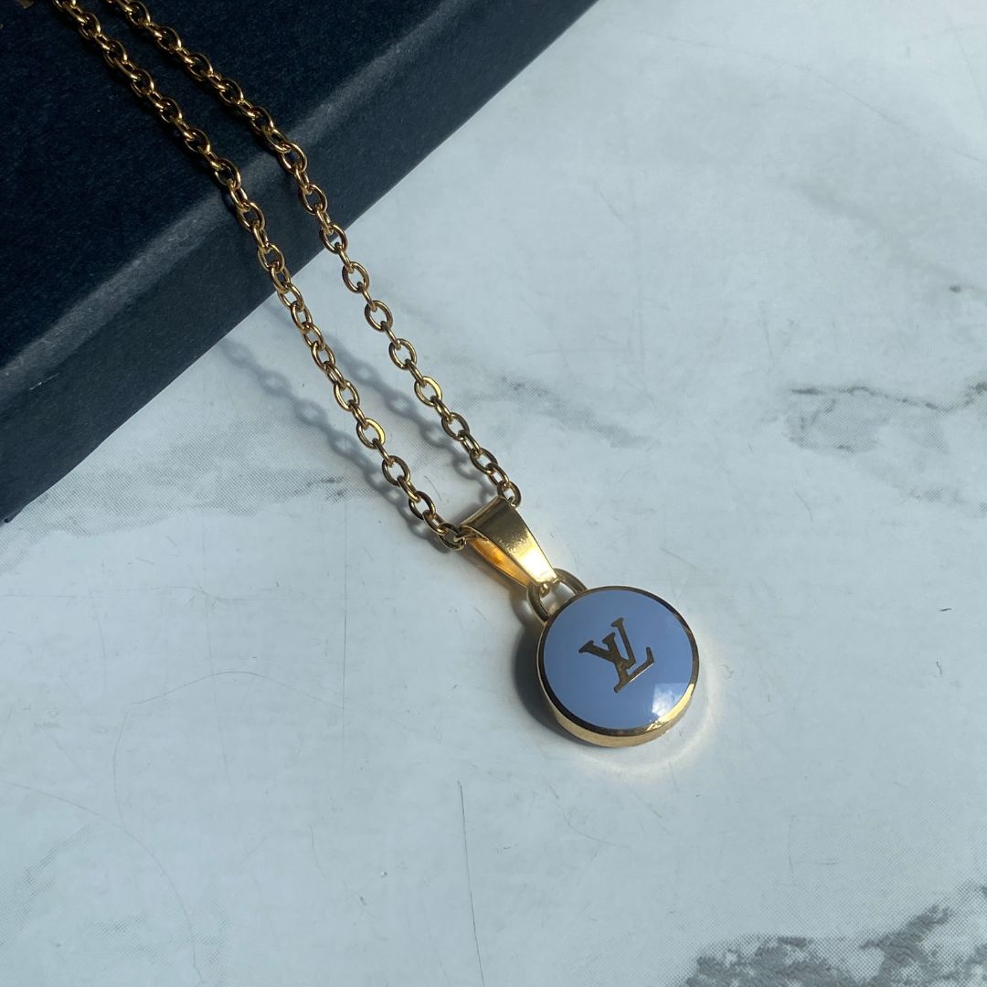 Authentic Louis Vuitton Baby Blue Logo Pendant- Upcycled Necklace
