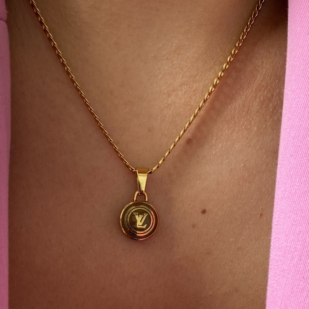 Authentic Louis Vuitton Logo Sienna Pendant -  Necklace
