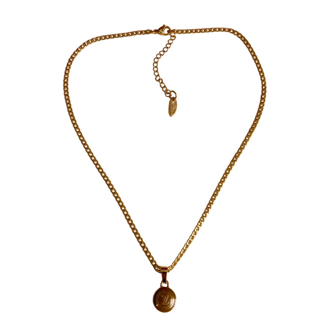 Authentic Louis Vuitton Logo Sienna Pendant -  Necklace