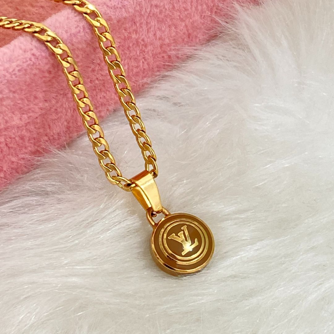 Authentic Louis Vuitton Logo Sienna Pendant -  Necklace