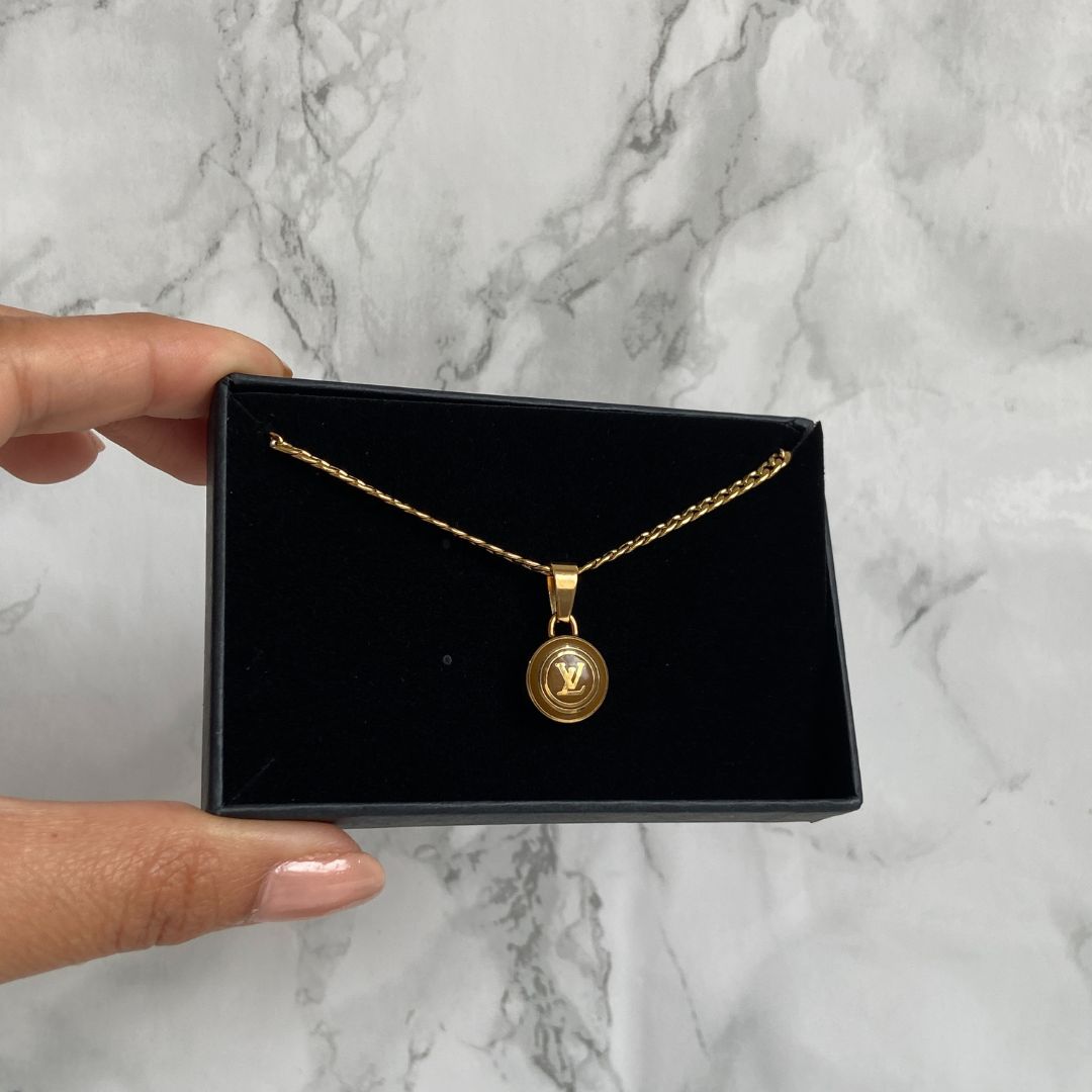 Authentic Louis Vuitton Logo Sienna Pendant -  Necklace