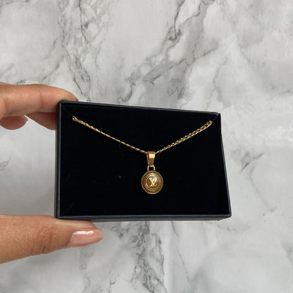 Authentic Louis Vuitton Logo Sienna Pendant -  Necklace