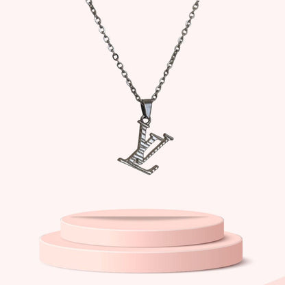 Authentic Louis Vuitton Logo Silver Charm- Reworked Necklace