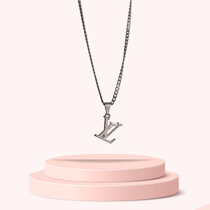 Authentic Louis Vuitton Logo Silver Charm- Reworked Necklace