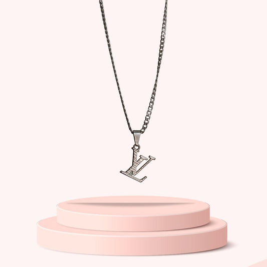 Authentic Louis Vuitton Logo Silver Charm- Reworked Necklace