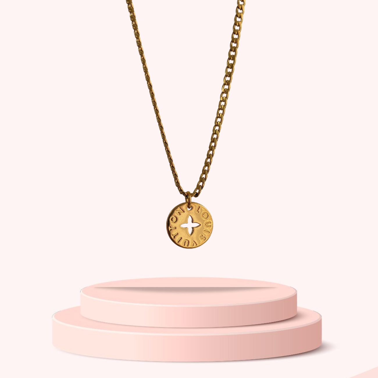 Authentic Louis Vuitton Logo Looping Charm - Reworked Necklace