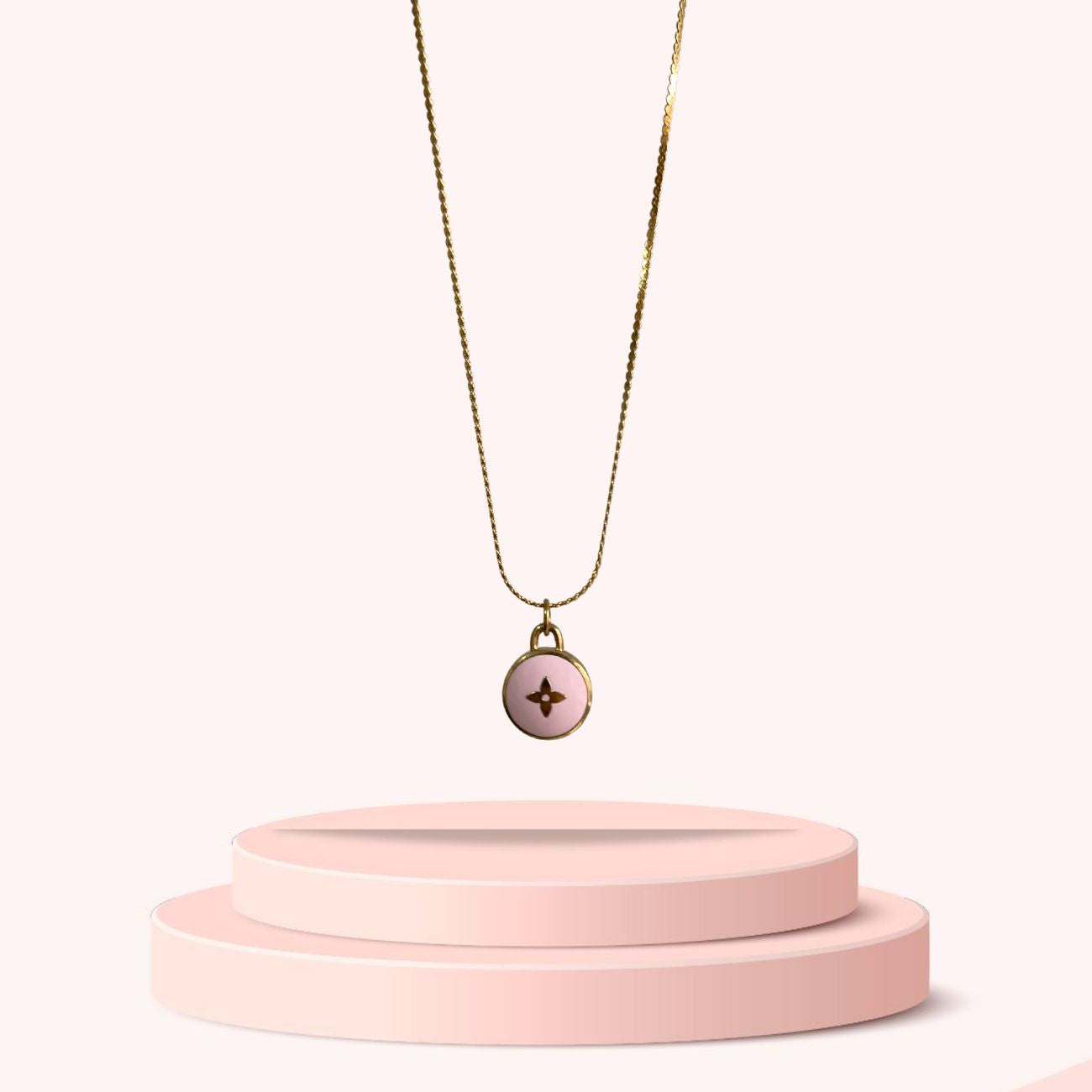 Authentic Louis Vuitton Mini Blush Pendant- Upcycled Necklace