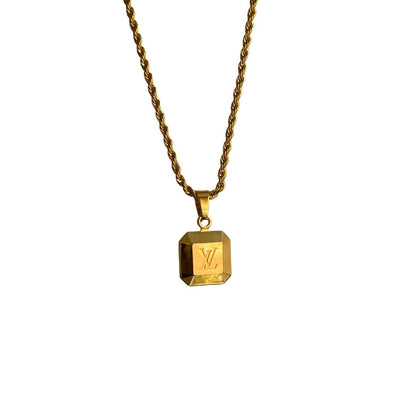 Authentic Louis Vuitton Square Logo Pendant-Repurposed Necklace