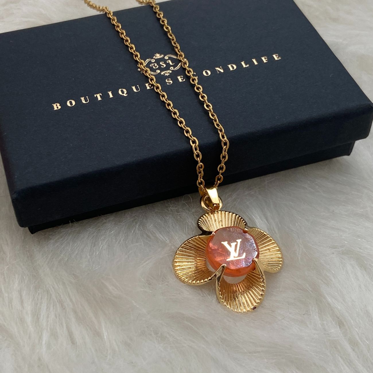 Authentic Louis Vuitton Pendant Flower-Reworked Necklace