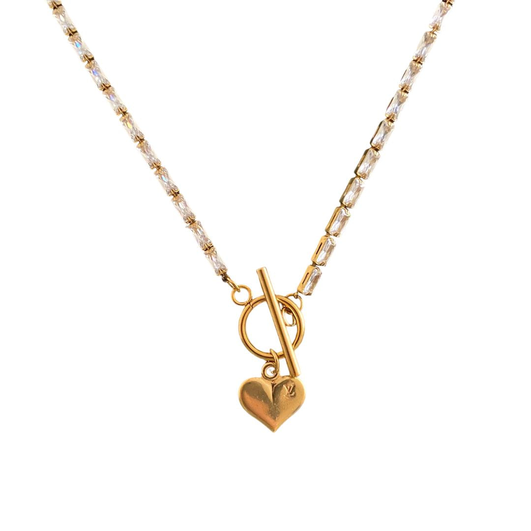 Authentic Louis Vuitton Pendant Heart  Reworked Diamante Necklace