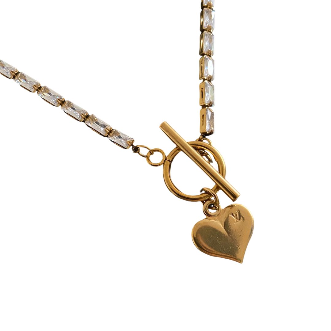 Authentic Louis Vuitton Pendant Heart  Reworked Diamante Necklace