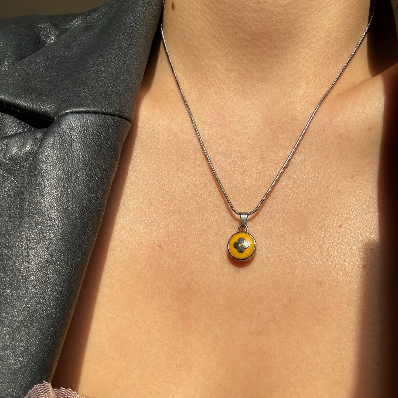 Authentic Louis Vuitton Yellow Pendant Reworked Necklace