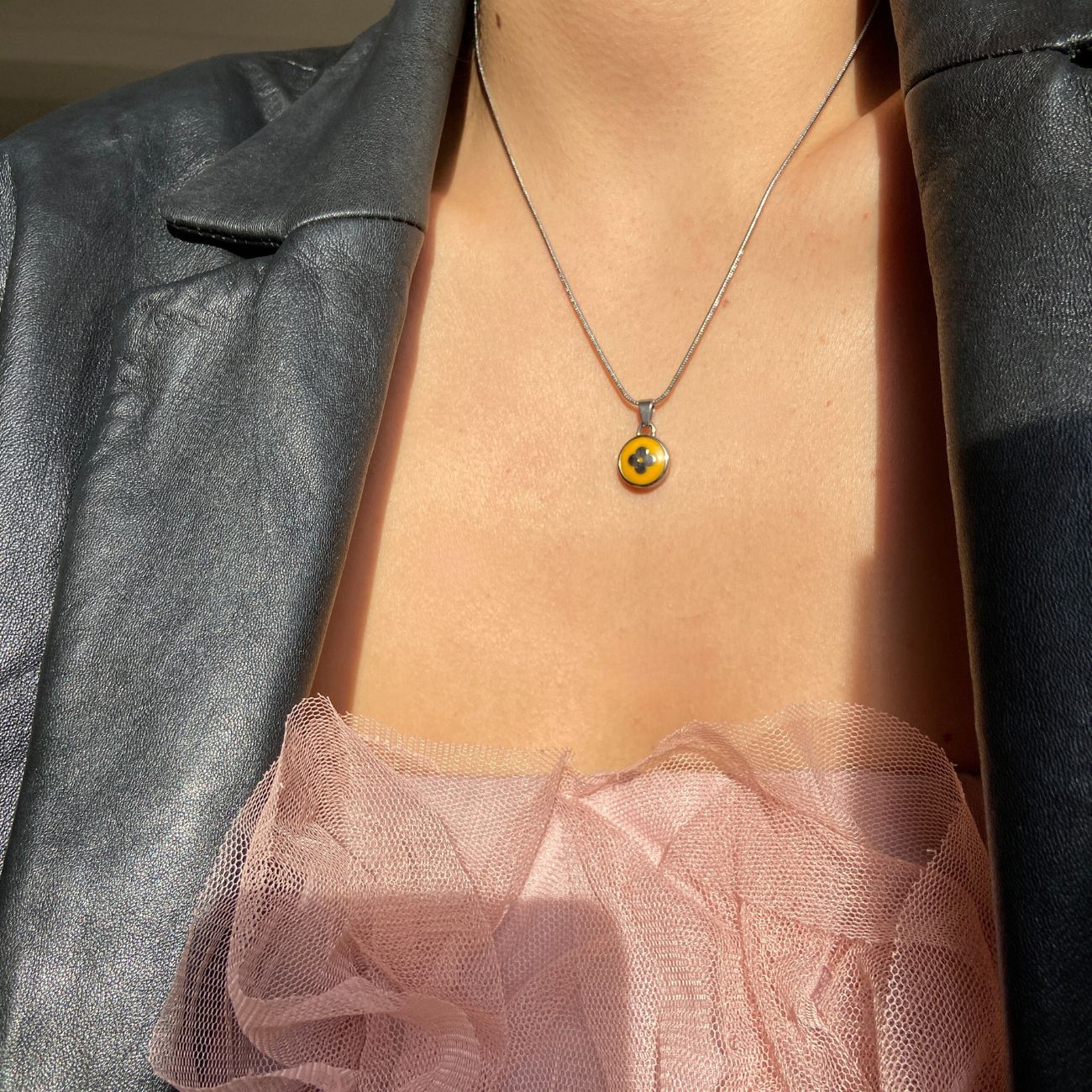 Authentic Louis Vuitton Yellow Pendant Reworked Necklace