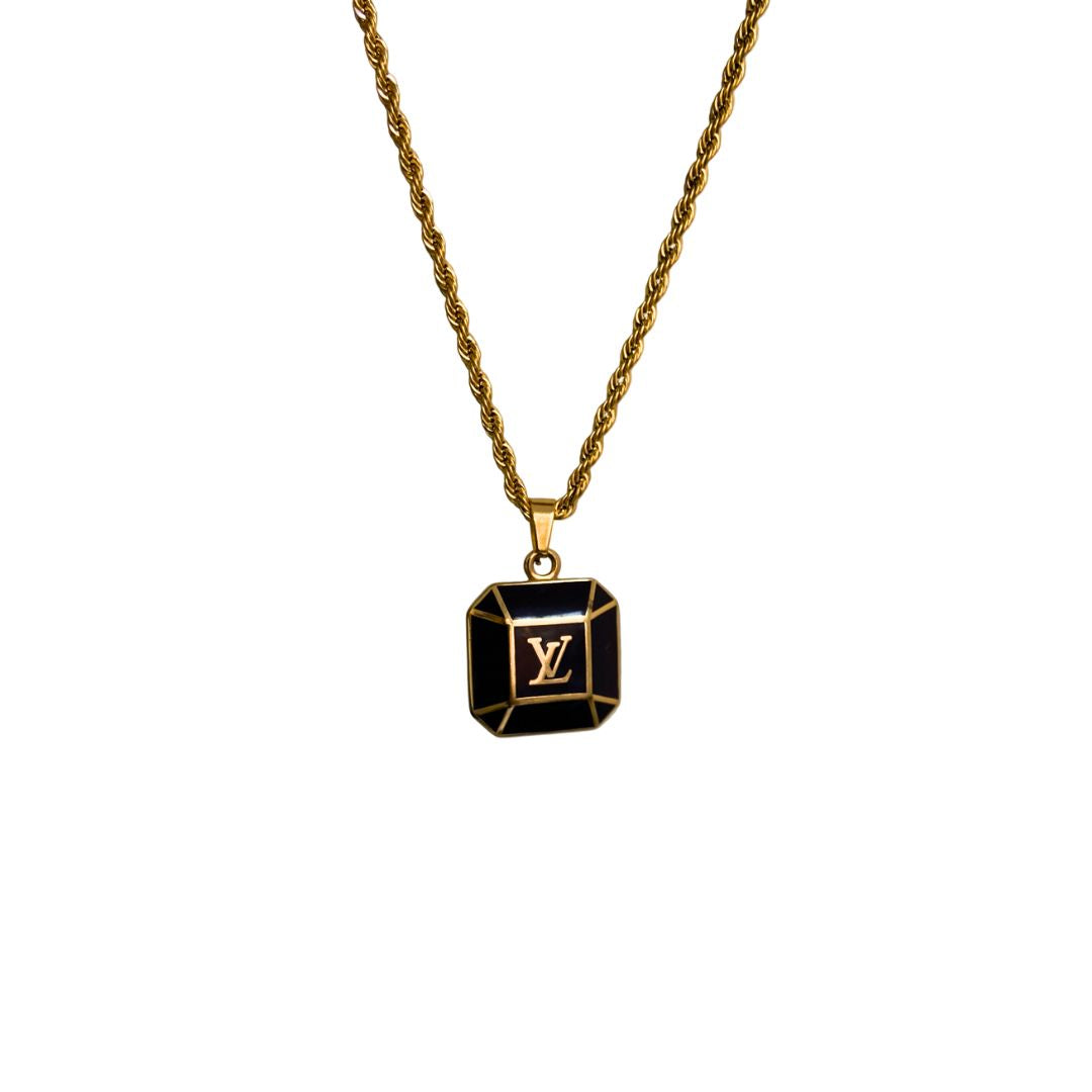Authentic Louis Vuitton Big Brown Pendant-Repurposed Necklace