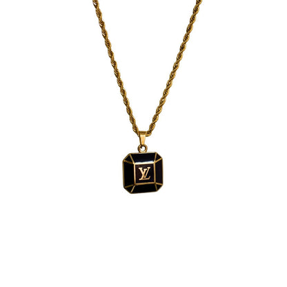 Authentic Louis Vuitton Big Brown Pendant-Repurposed Necklace