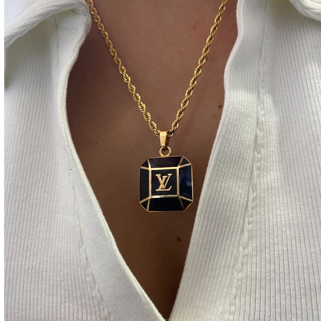 Authentic Louis Vuitton Big Brown Pendant-Repurposed Necklace