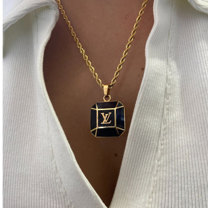 Authentic Louis Vuitton Big Brown Pendant-Repurposed Necklace