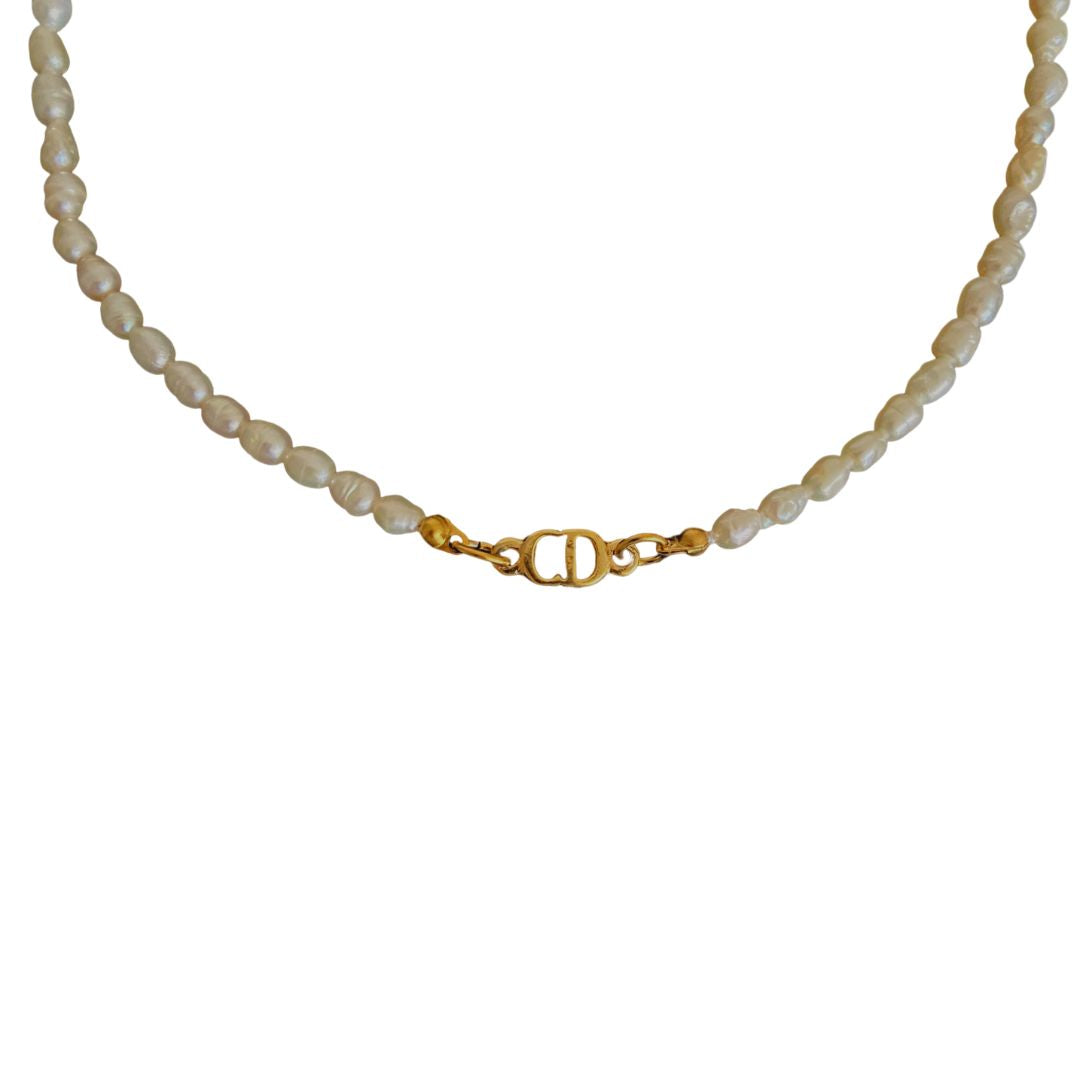 Authentic Mini CD Pearls Dior pendant -Repurposed Pearls Choker