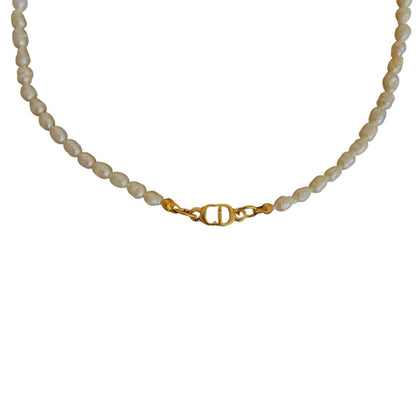 Authentic Mini CD Pearls Dior pendant -Repurposed Pearls Choker