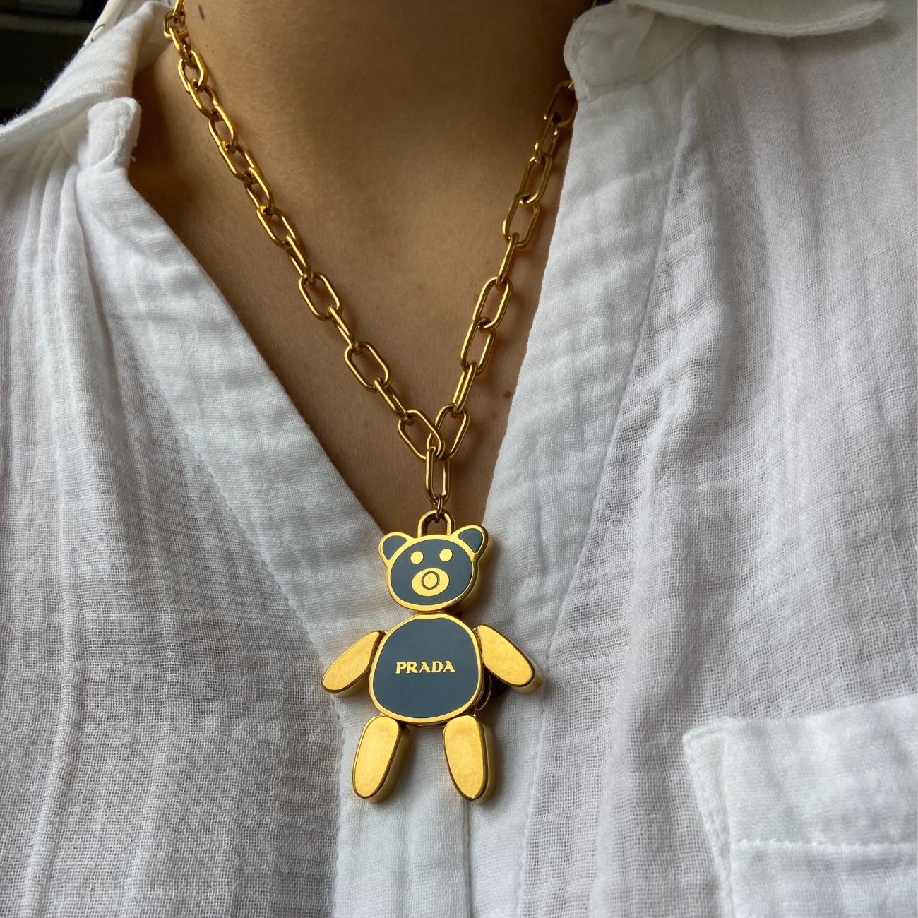 Authentic Prada Blue Bear -Reworked Necklace Gift edition