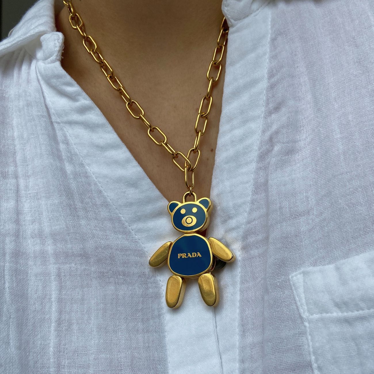 Authentic Prada Blue Bear -Reworked Necklace Gift edition